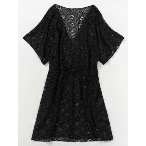 Mesh see through cutout cover up swim dress black - Picture 3 of 3